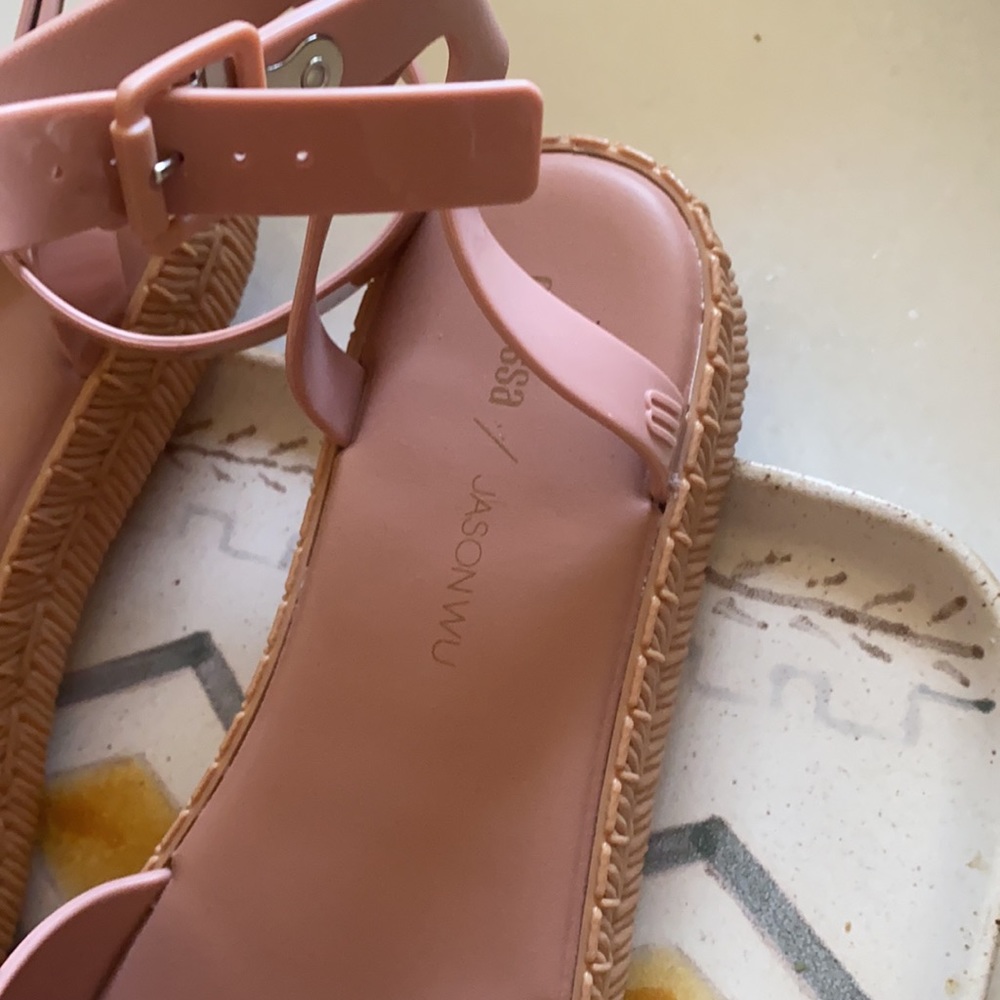 ❤️... Melissa x Jason Wu Pink Espadrille flat  Sandal - Picture 4 of 9